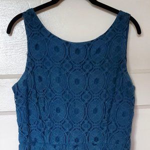 Teal Blue crochet lace dress S 14